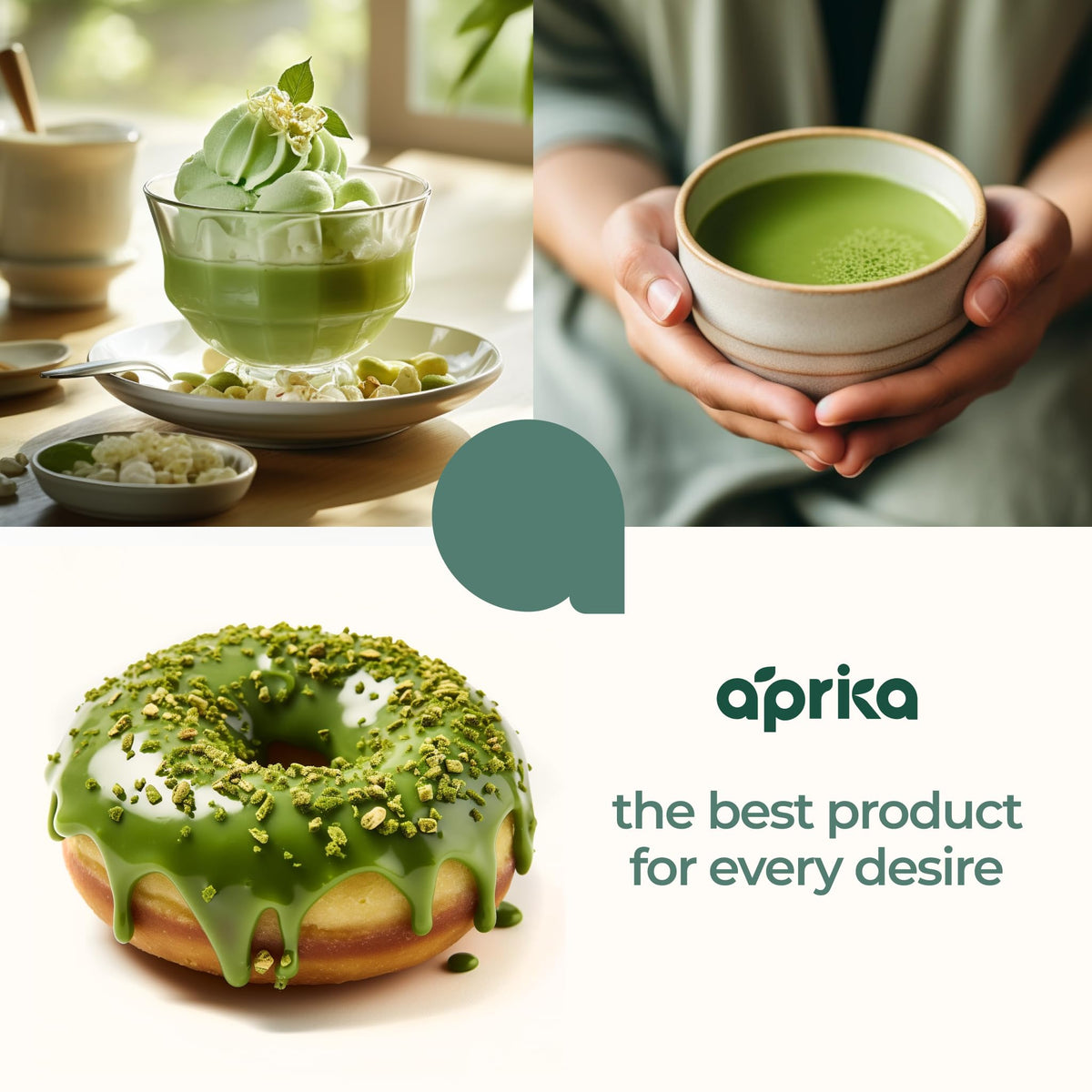 AprikaLife matcha latte glass showing vibrant green crema for creamy drinks.