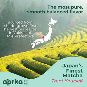 No sugar added AprikaLife ceremonial matcha packaging for clean taste