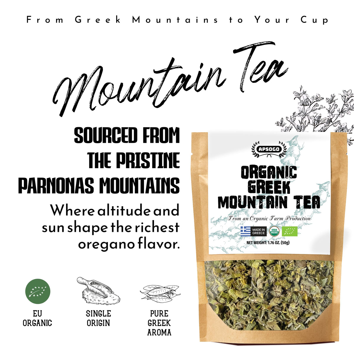 APSOGO Organic farm sourcing highlights ethical, high-quality ingredients for a premium cup.