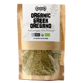 Apsogo Organic Greek Oregano leaves closeup, fragrant and ideal for Mediterranean dishes.