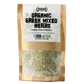 APSOGO Organic Greek Seasoning bottle highlighting oregano aroma for chicken