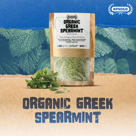 Apsogo spearmint tea loose leaf ready for smooth, caffeine-free brews.