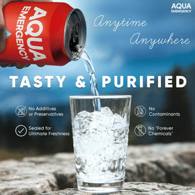 Product packaging shows Aqua Emergency is made in USA with eco-friendly materials.
