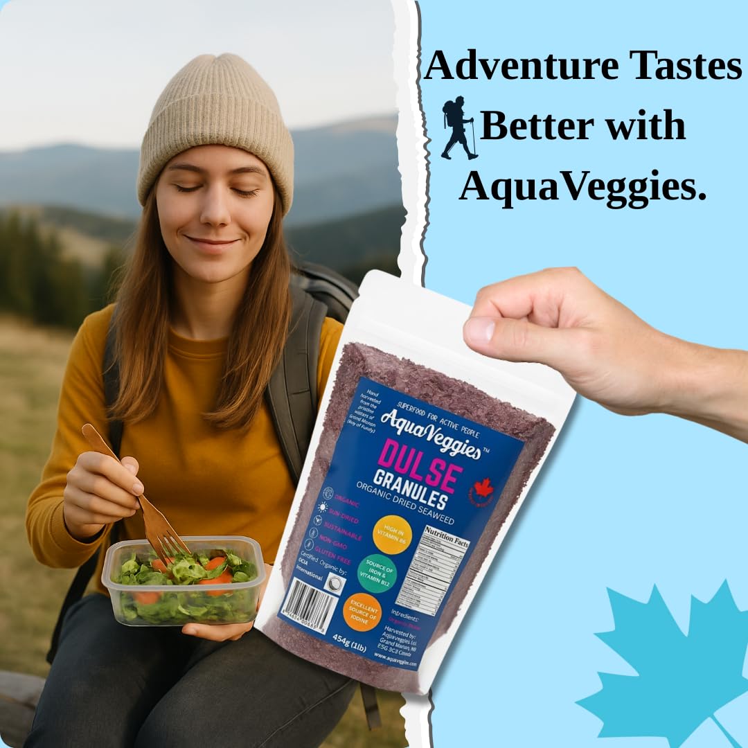 Aqua Veggies dulse flakes in soup or sauce for savory notes