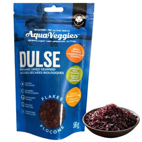 Aqua Veggies organic Atlantic dulse flakes hand harvest from Bay of Fundy, ideal for salads.
