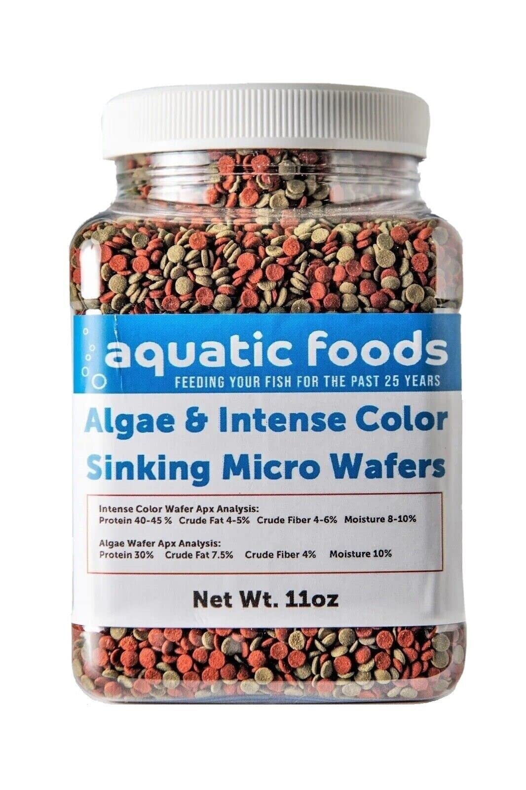 Aquatic Foods Inc. micro wafer spirulina colors boosts color and nutrition for tropical fish.