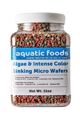 Aquatic Foods Inc. micro wafer spirulina colors boosts color and nutrition for tropical fish.