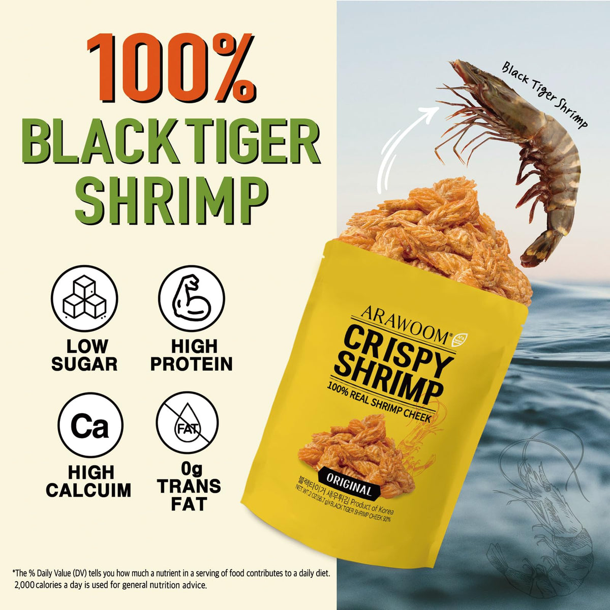 ARAWOOM Cajun Shrimp Head Crisps offer bold flavor and satisfying texture.