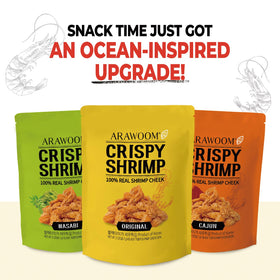 ARAWOOM Crispy texture close-up highlights light crunch for snacking.
