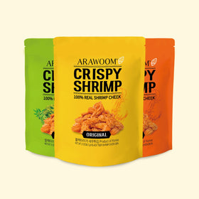 ARAWOOM Original Shrimp Head Crisps deliver a crisp, protein-packed snack.