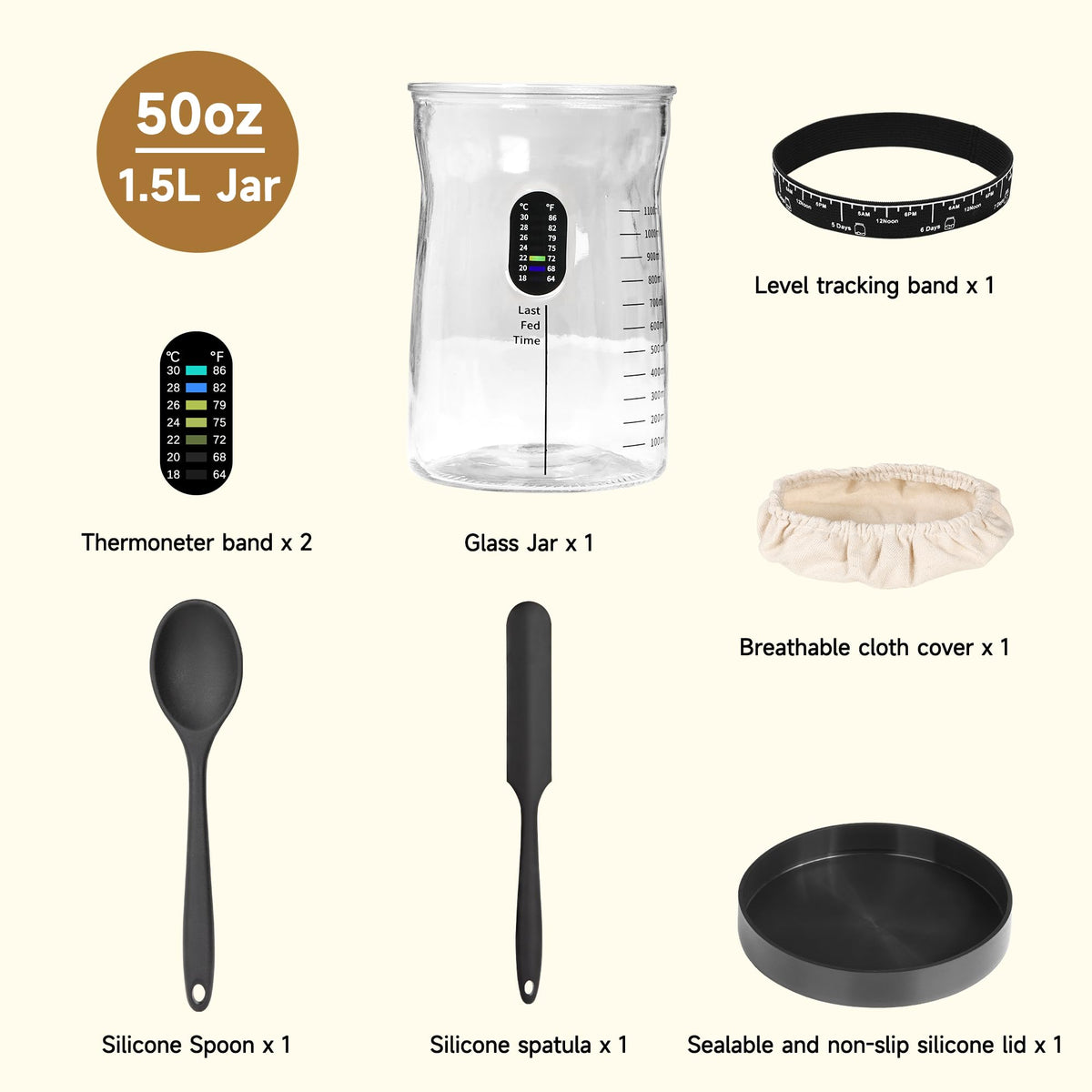 Arbnic breathable cloth cover enables countertop fermentation while staying breathable.