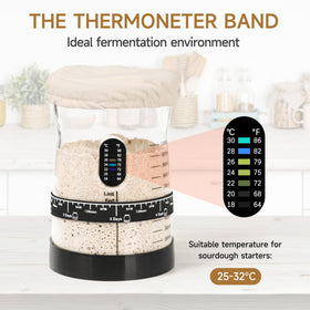 Arbnic jar includes a level tracking band to mark feeding dates and progress.