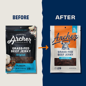 Archer Jerky grass-fed beef on-the-go pack highlighting high protein