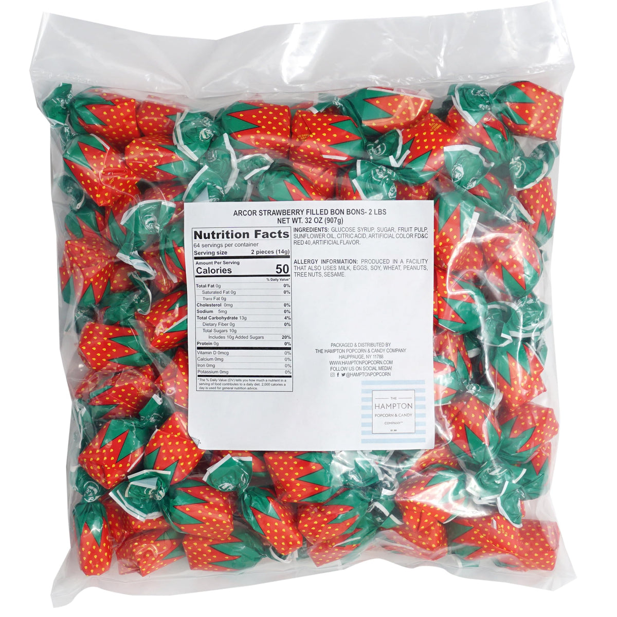 Arcor Strawberry Bon Bons individually wrapped, convenient for on-the-go snacking and sharing.
