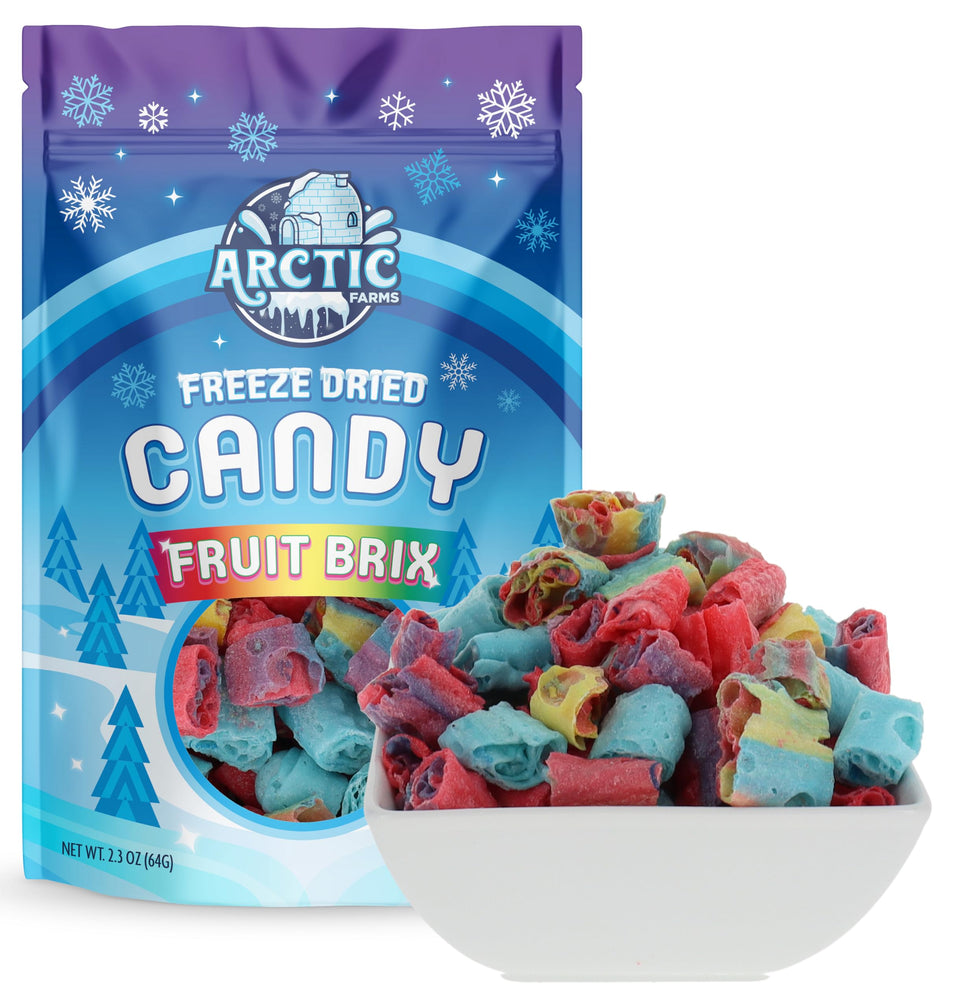 Arctic Farms Freeze Dried Candy Fruit Roll front view shows bold flavors for snacking