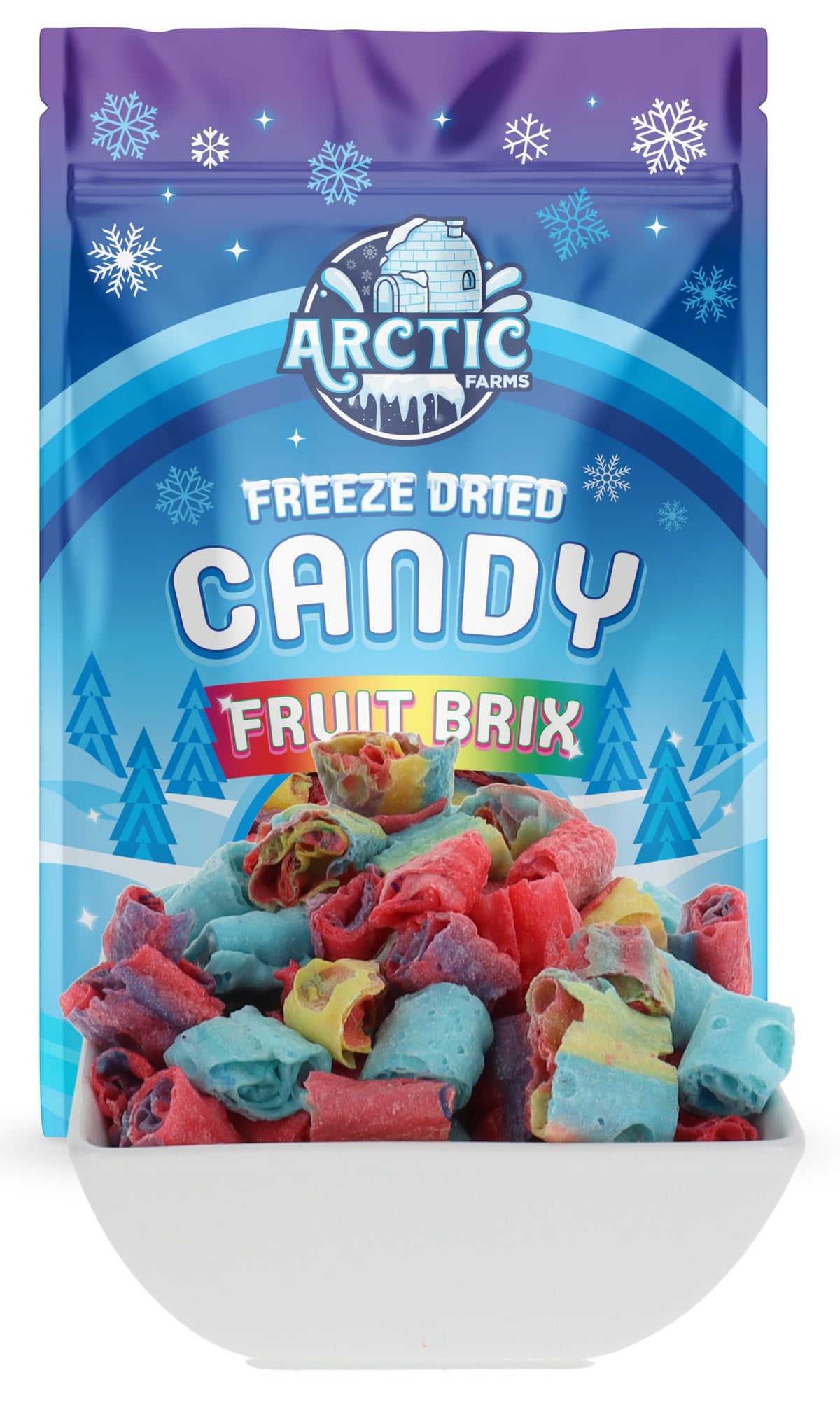 Arctic Farms net weight label emphasizes a convenient 2.3 oz serving
