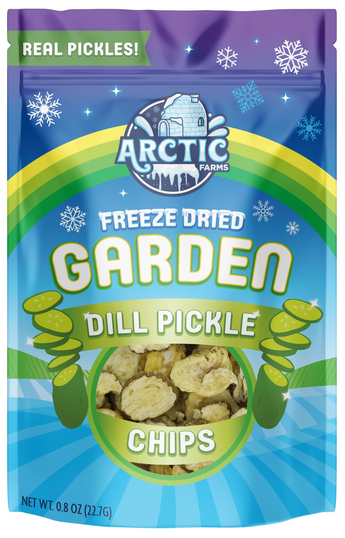Arctic Farms dill pickle chips pair well with dips and lunches.