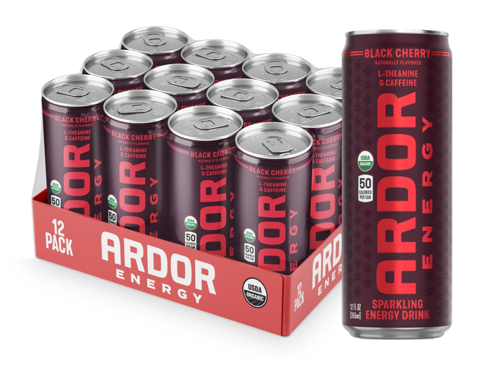 ARDOR Energy Black Cherry can side view for quick, clean energy.