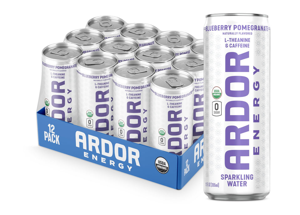 ARDOR Energy Blueberry Pom can front view, crisp, sugar-free energy boost.