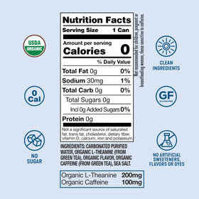 ARDOR Energy label detail highlights clean, sugar-free ingredients.