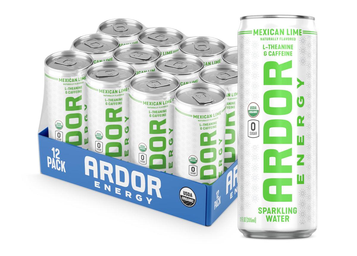ARDOR Mexican Lime sparkling water can for a refreshing energy boost