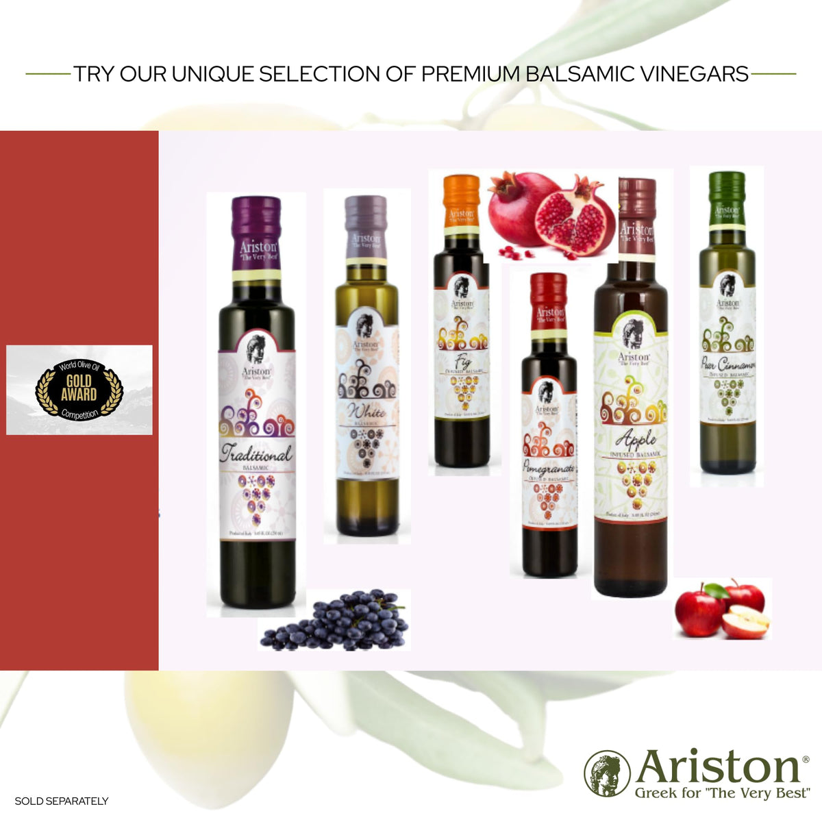 Ariston balsamic dressing-dipping bread suggests versatile use on salads and bread.