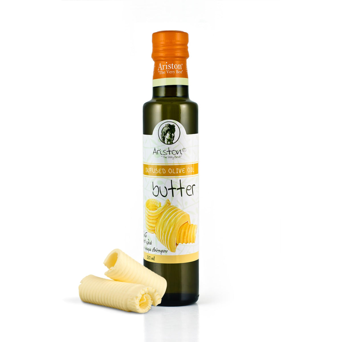 Ariston The Very Best olive oil bottle closeup, showcasing premium cold-pressed quality for refined cooking.