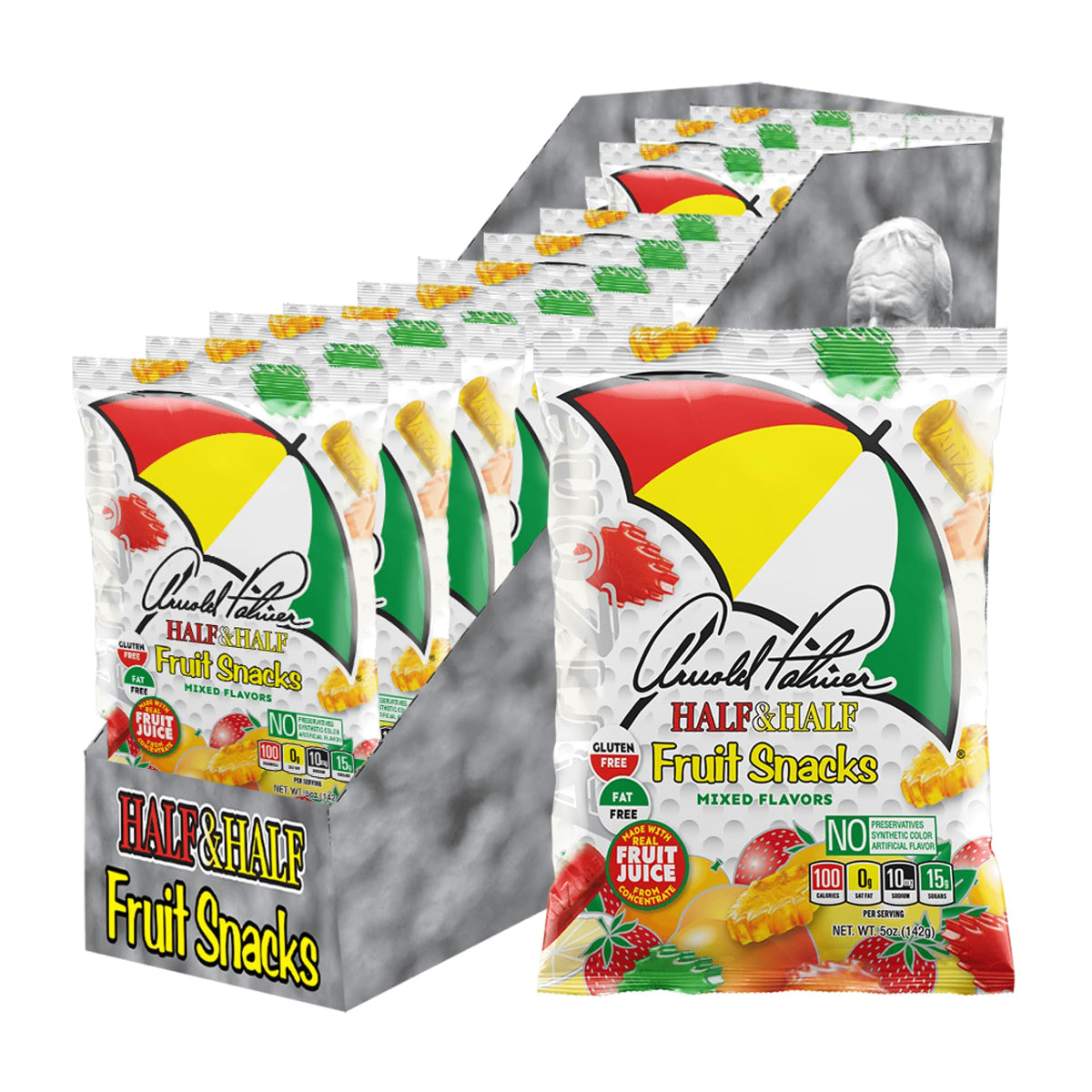 Arizona Arnold Palmer Half and Half fruit snacks packaging close-up showing real juice