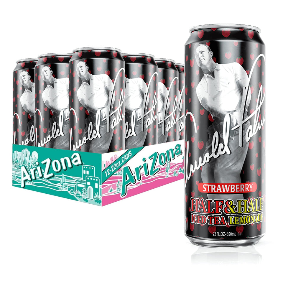 Arizona Arnold Palmer Strawberry Half & Half can on a sunny picnic, refreshing flavor.