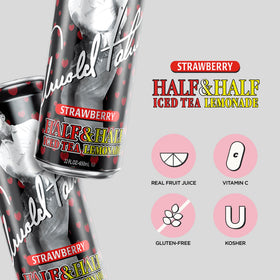 Arizona Arnold Palmer Strawberry Lemonade close-up with strawberry slices.