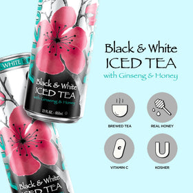 AriZona Black and White Tea big can label highlights natural ingredients and no artificial colors