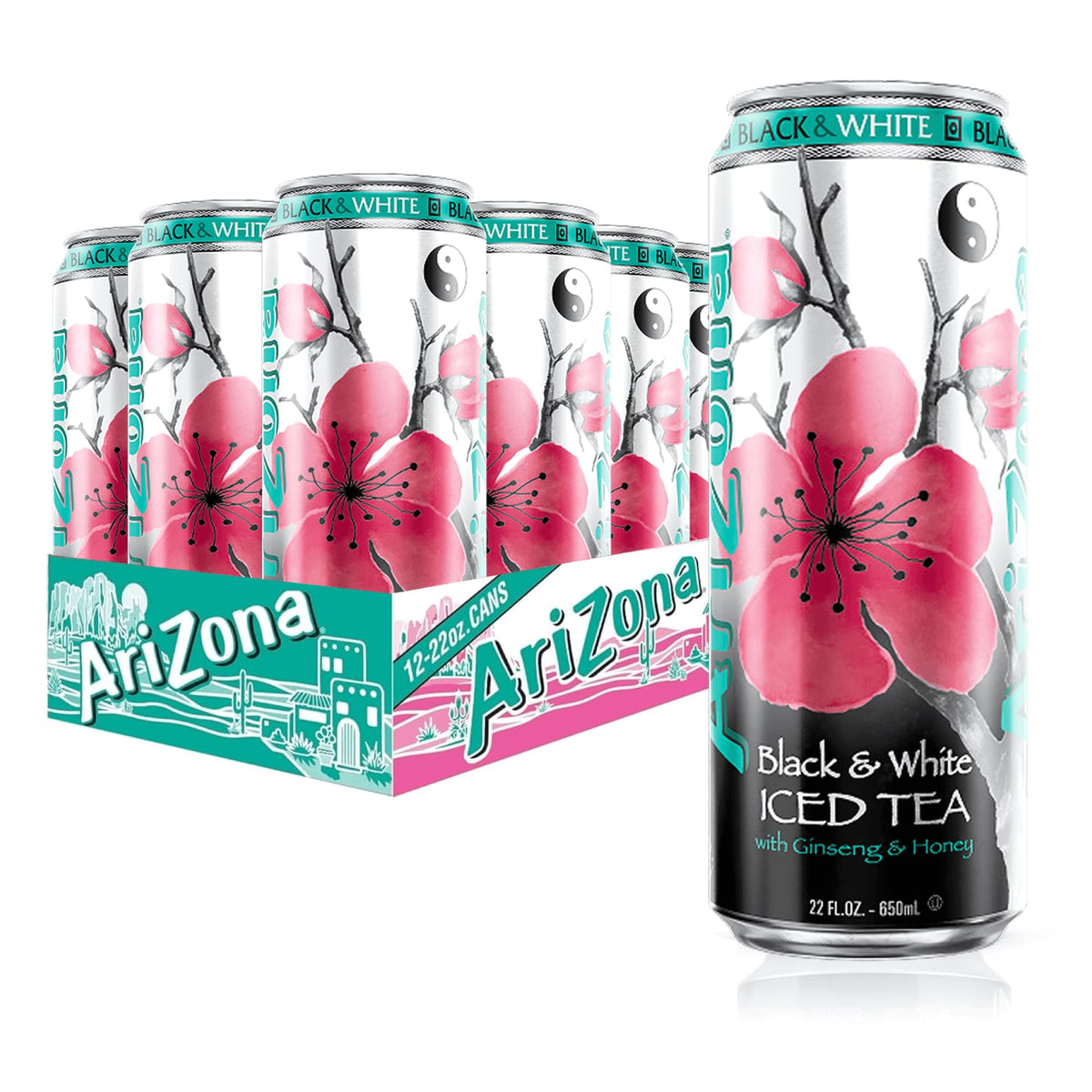 AriZona Black and White Tea big can pour delivers balanced flavor for on-the-go refreshment