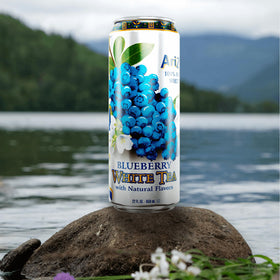 Pack of 12 AriZona Blueberry White Tea cans for gatherings or on the go