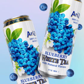 AriZona Blueberry White Tea can showing pear notes for a balanced finish
