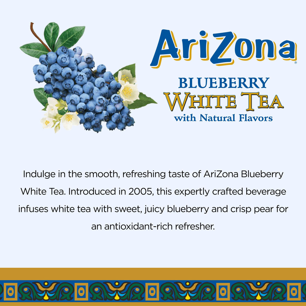 Chilled pour of AriZona Blueberry White Tea for quick refreshment