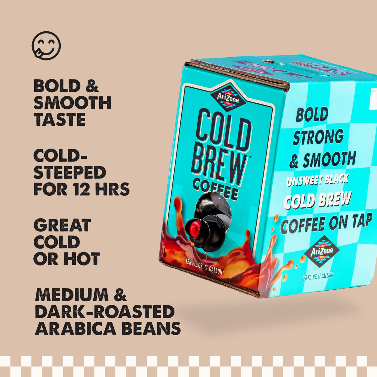 AriZona Arabica beans and cold-steep process for rich aroma.