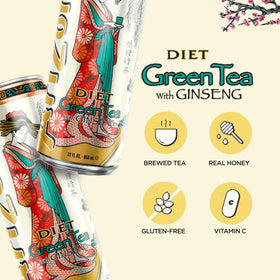 AriZona Diet Green Tea with Panax Ginseng highlights premium flavor