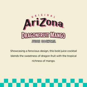 Pour-ready AriZona Dragon Fruit Mango into a glass for a tropical refreshment.