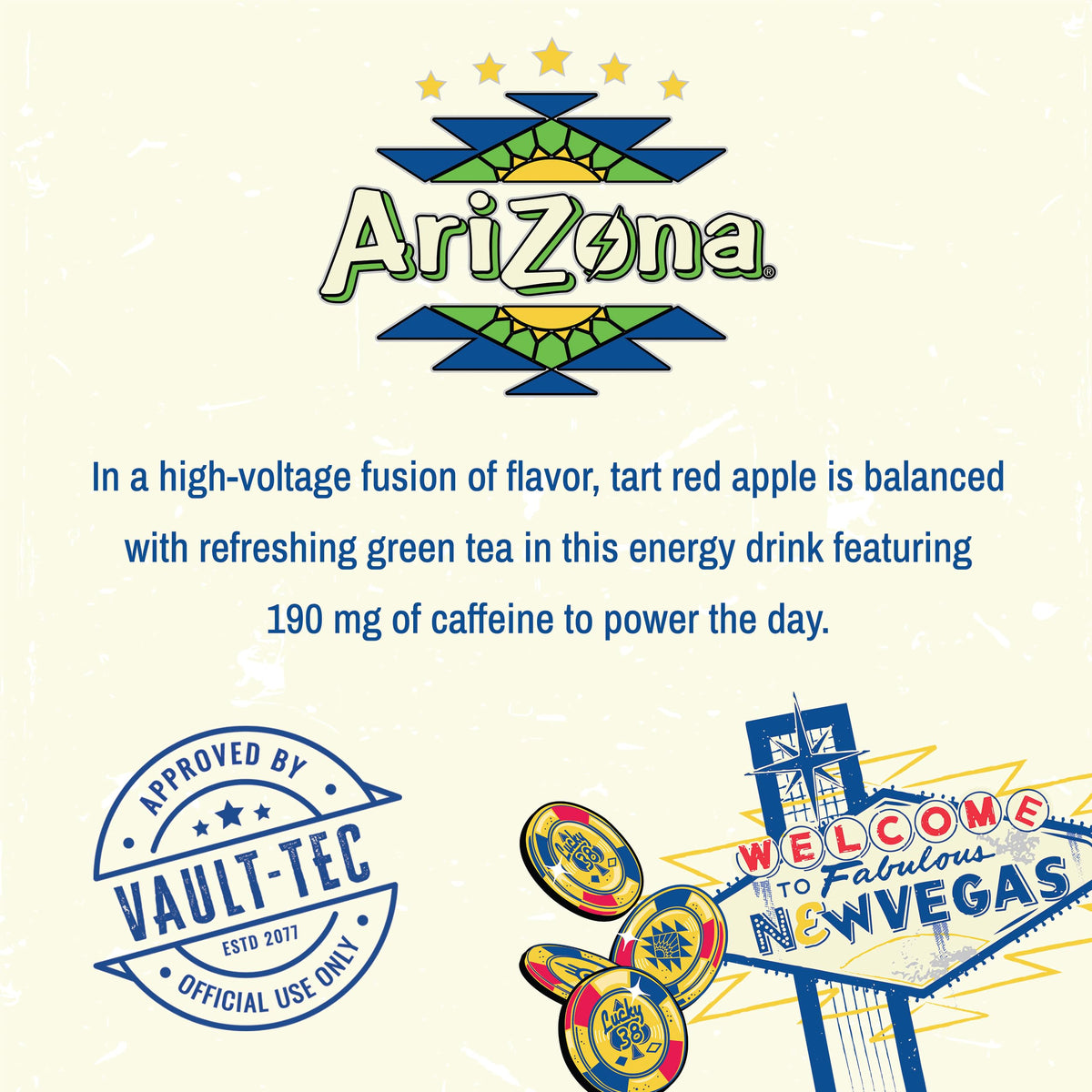 AriZona Fallout Red Apple Green Tea Energy Drink pour—crisp aroma and energizing moment.