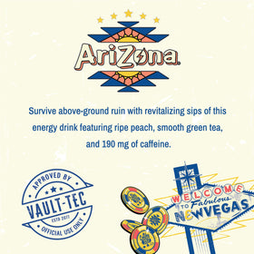 AriZona Fallout side-pack shows twelve cans, ideal for sharing and daily boosts.