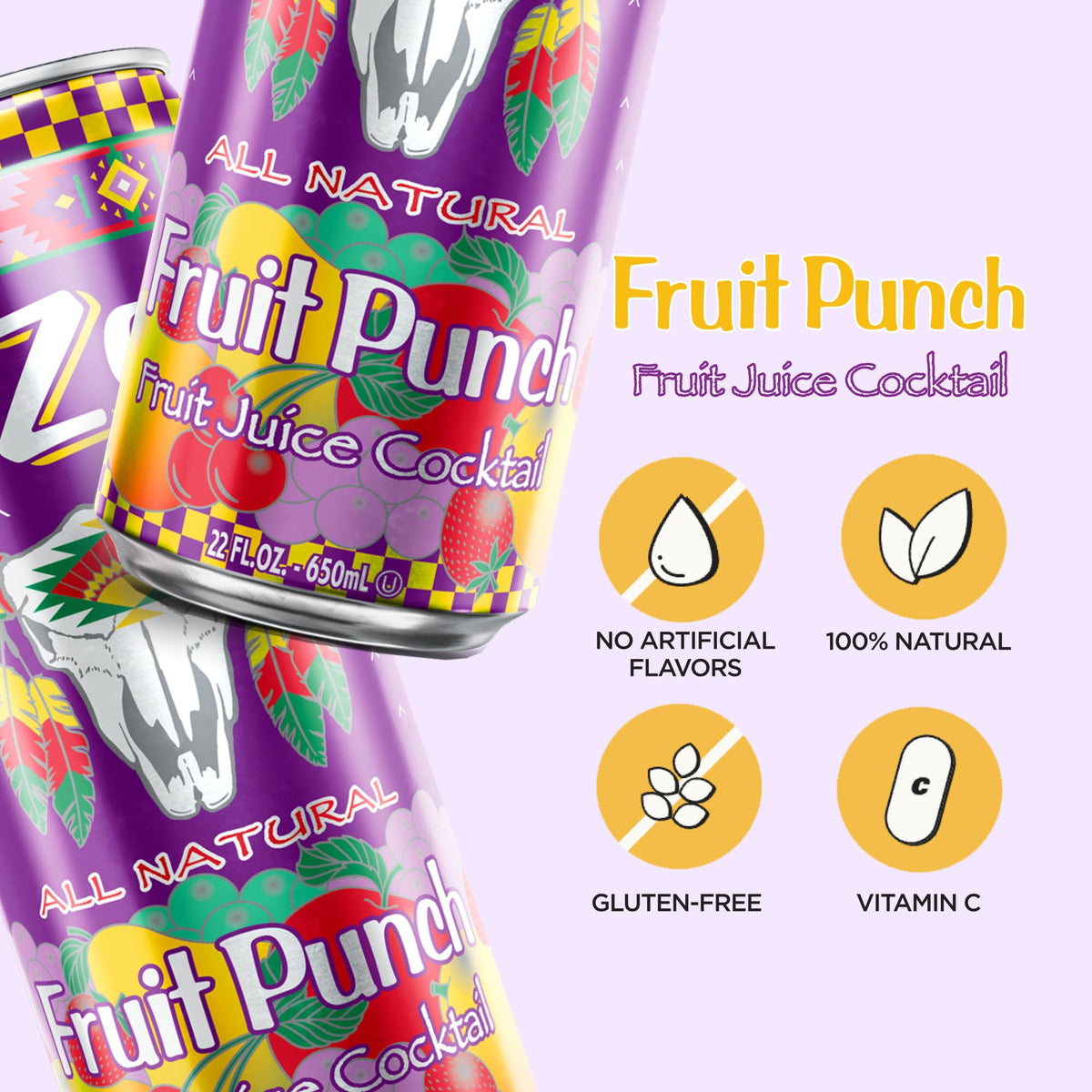 AriZona Fruit Punch served in a glass with ice for everyday enjoyment