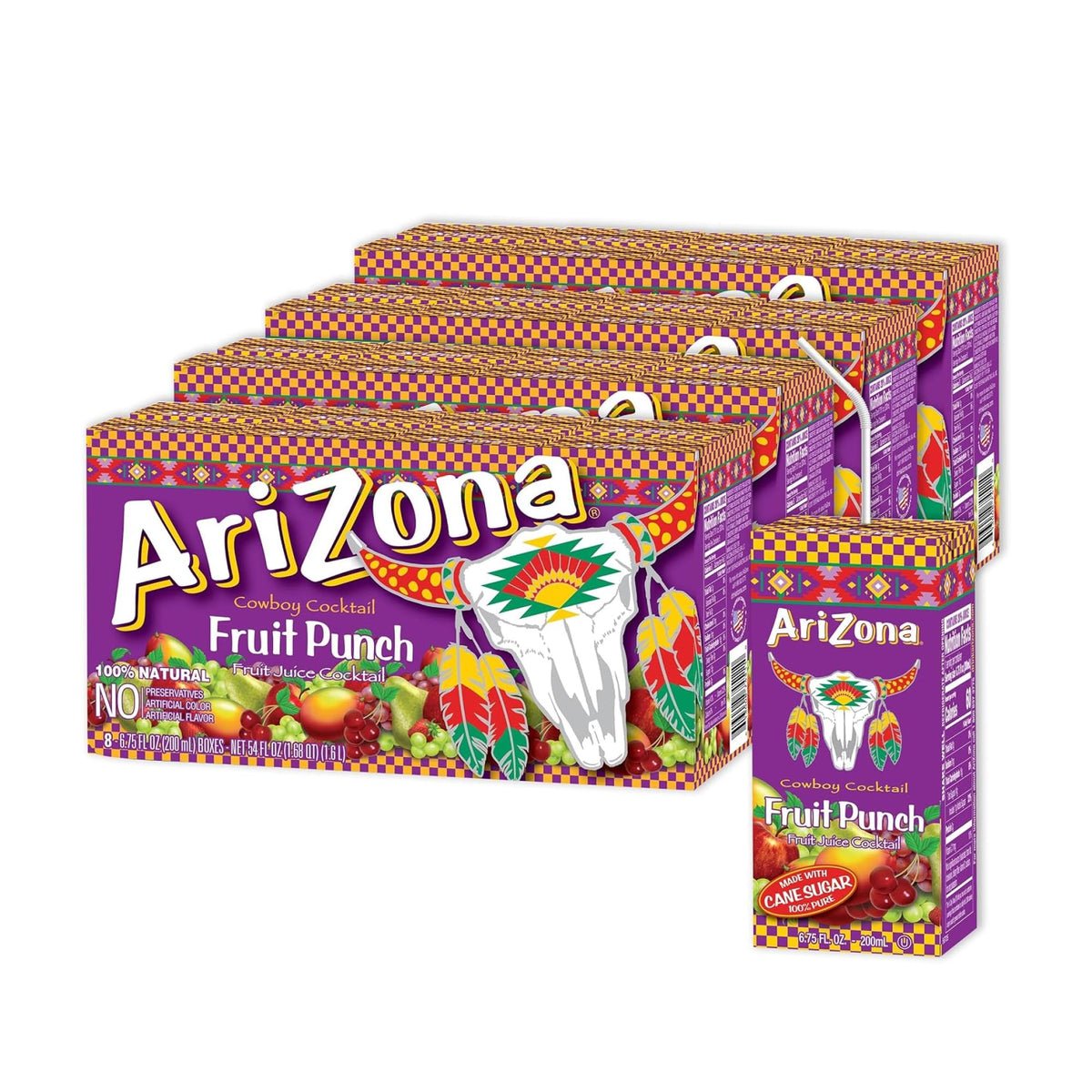 Arizona Fruit Punch Tetra Box packaging for convenient on-the-go refreshment.
