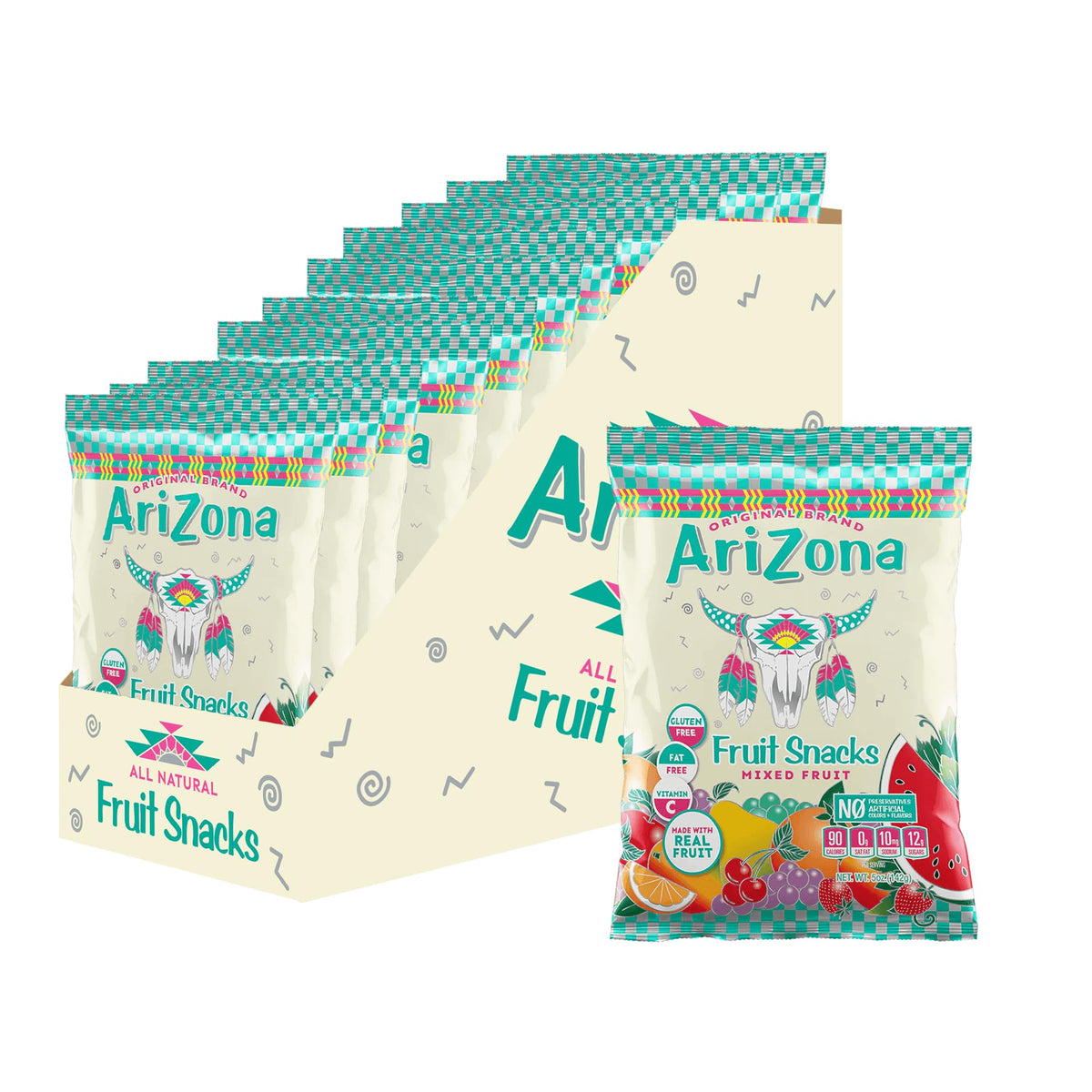 AriZona Fruit Snacks mixed flavors bag for convenient on-the-go snacking.