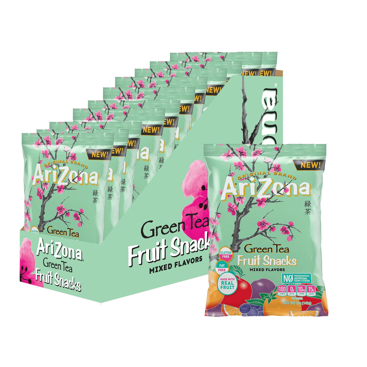 Arizona Green Tea Fruit Snacks Original bag—real fruit bites for on-the-go satisfaction.