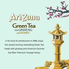 Arizona Green Tea with Ginseng and Honey close-up highlighting golden honey