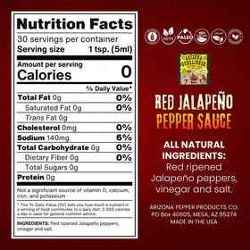 Arizona Gunslinger Smokin' Red Jalapeño Sauce pours over dishes to boost heat and depth.