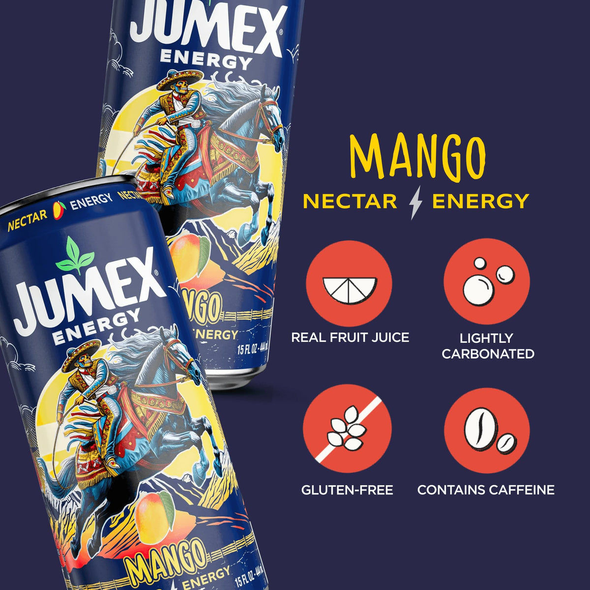 Jumex Mango Nectar Energy can side view for a quick boost