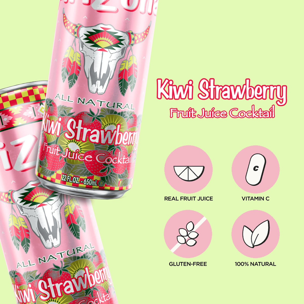 Arizona Kiwi Strawberry pack of 12 cans for sharing.