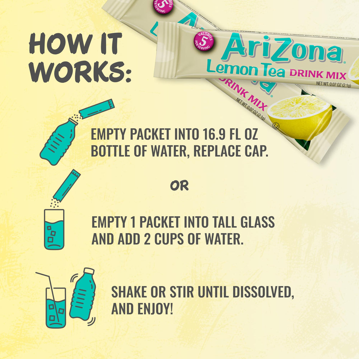 Nutritional details for AriZona Lemon Tea Stix with vitamin C