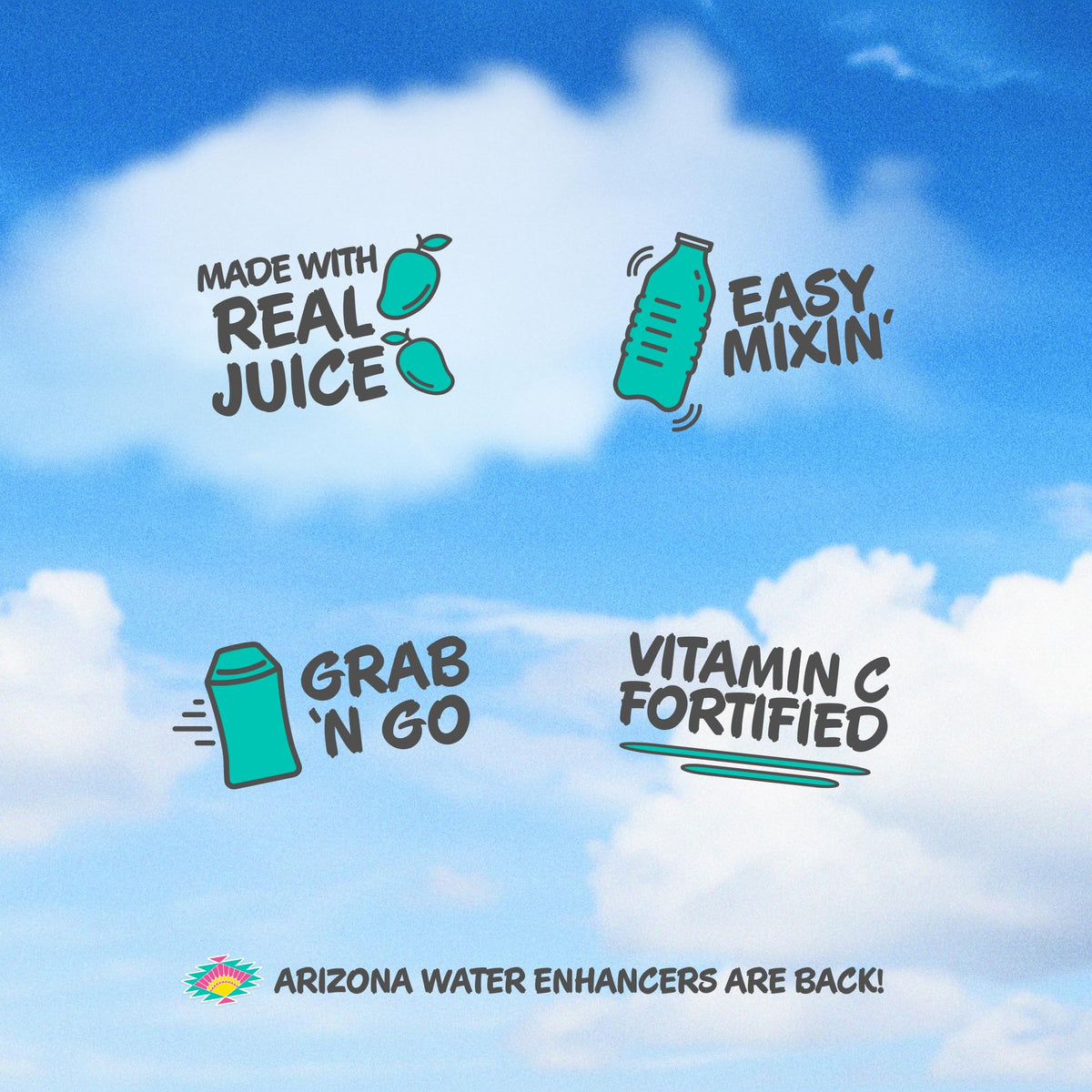 AriZona Mucho Mango drops being squeezed to flavor water with low calories.